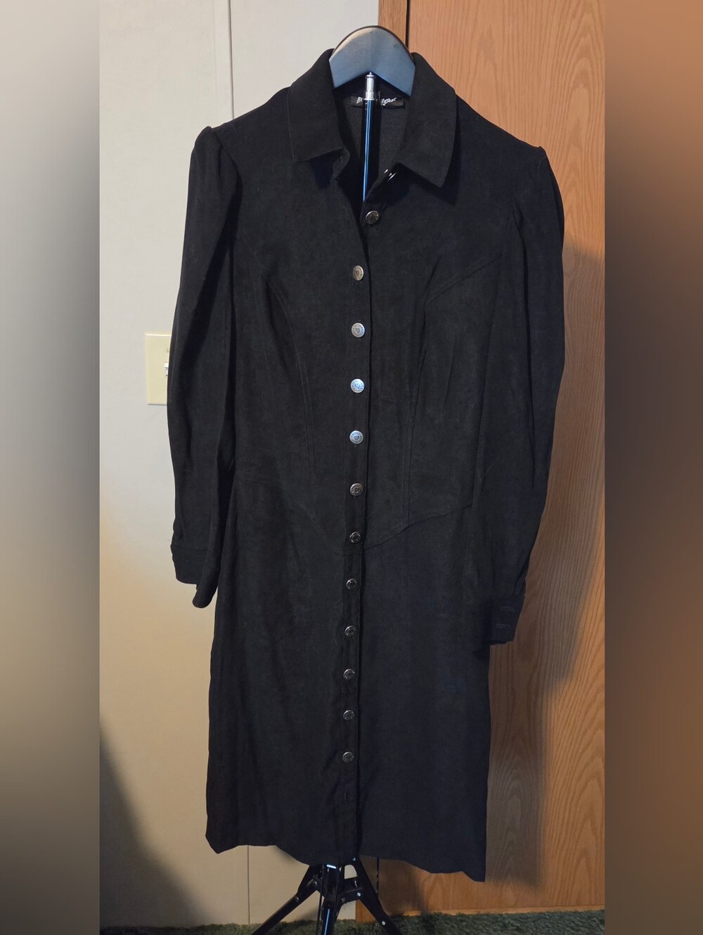 Betsey Johnson Black Long Button-Front Dress